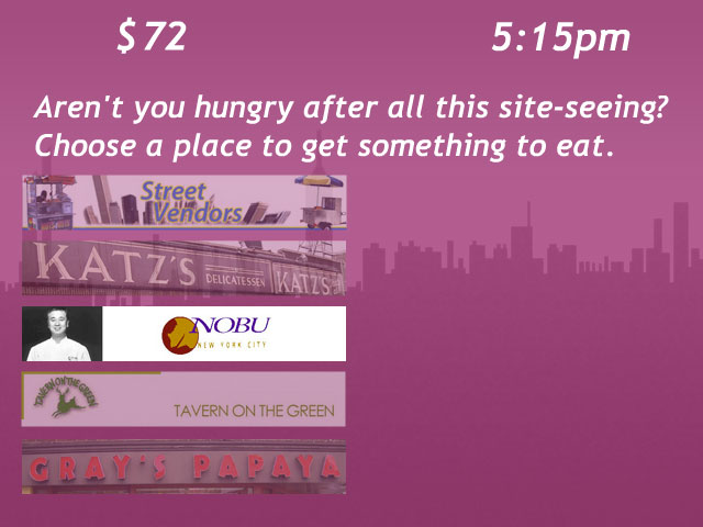 Screen shot titled: Getting hungry?